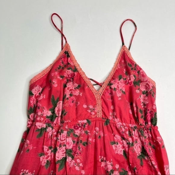 PERRY WALKER Annie Maxi II Floral Pink Boho Tassel Long Ruffle Tiered Maxi Dress - Picture 5 of 15